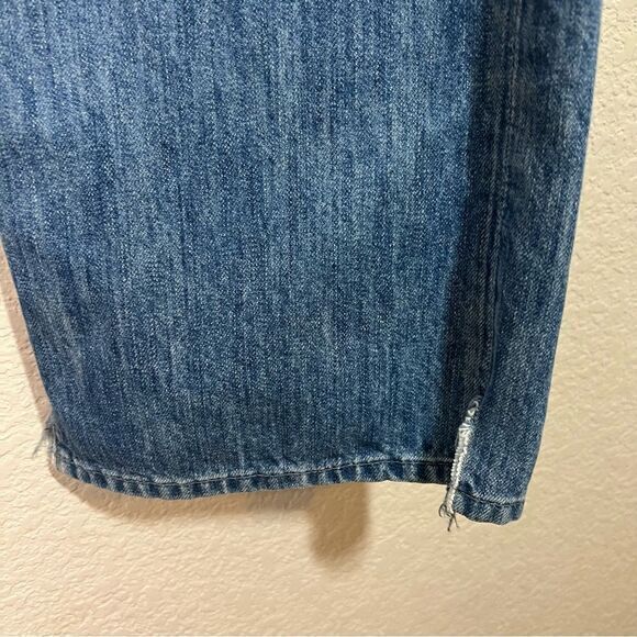 7 For All Mankind Blue Austyn Fringe Slit Cotton Straight Leg Jeans Mens Size 32 - Picture 4 of 11